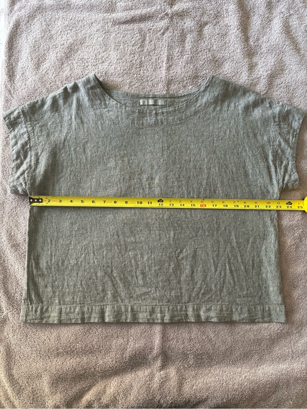 Cut Loose Linen Cotton Boxy Short-Sleeve Top — Gray, Size S - Picture 5 of 7